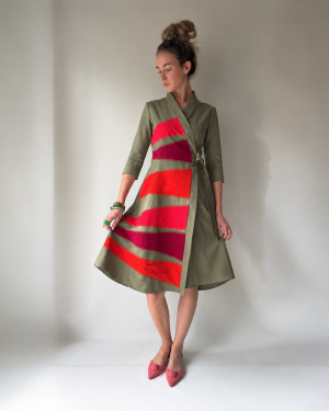 Rainbow Long Wrap dress