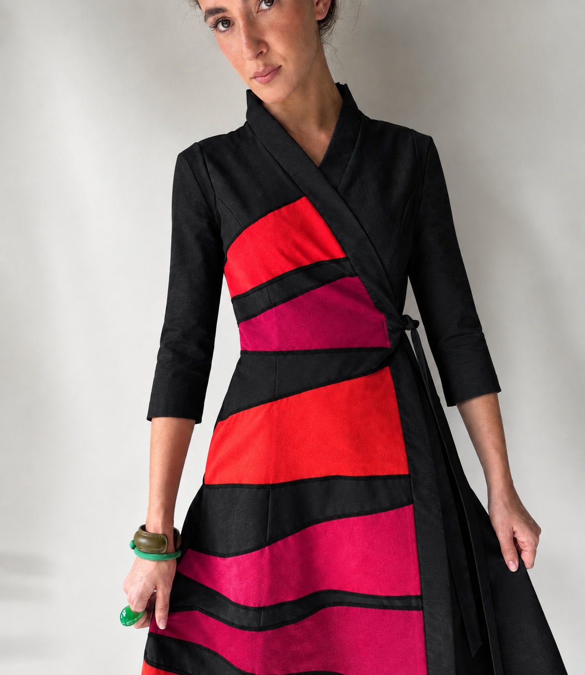 Rainbow Black Wrap dress - Slika 2
