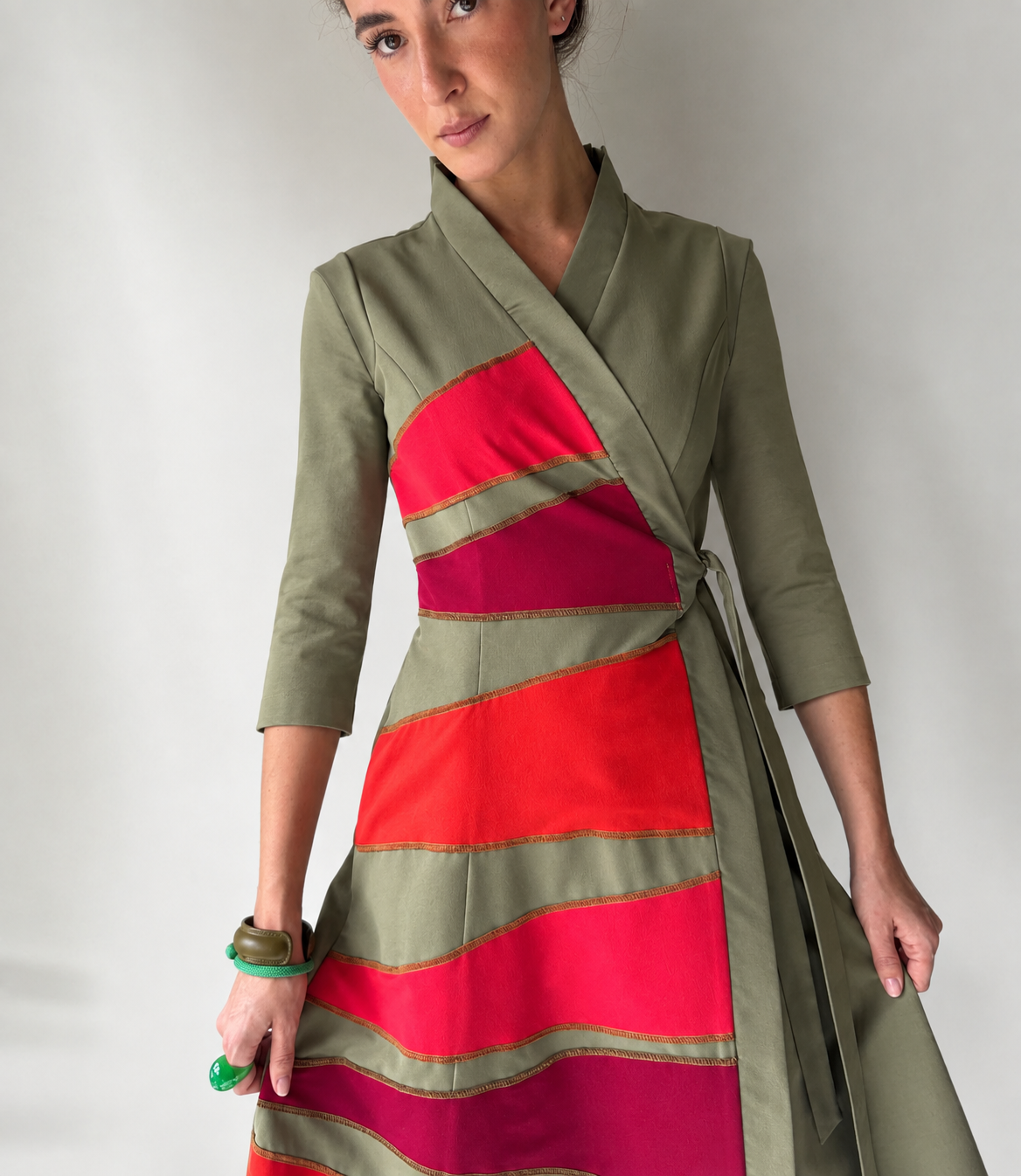 Rainbow Long Wrap dress - Slika 3