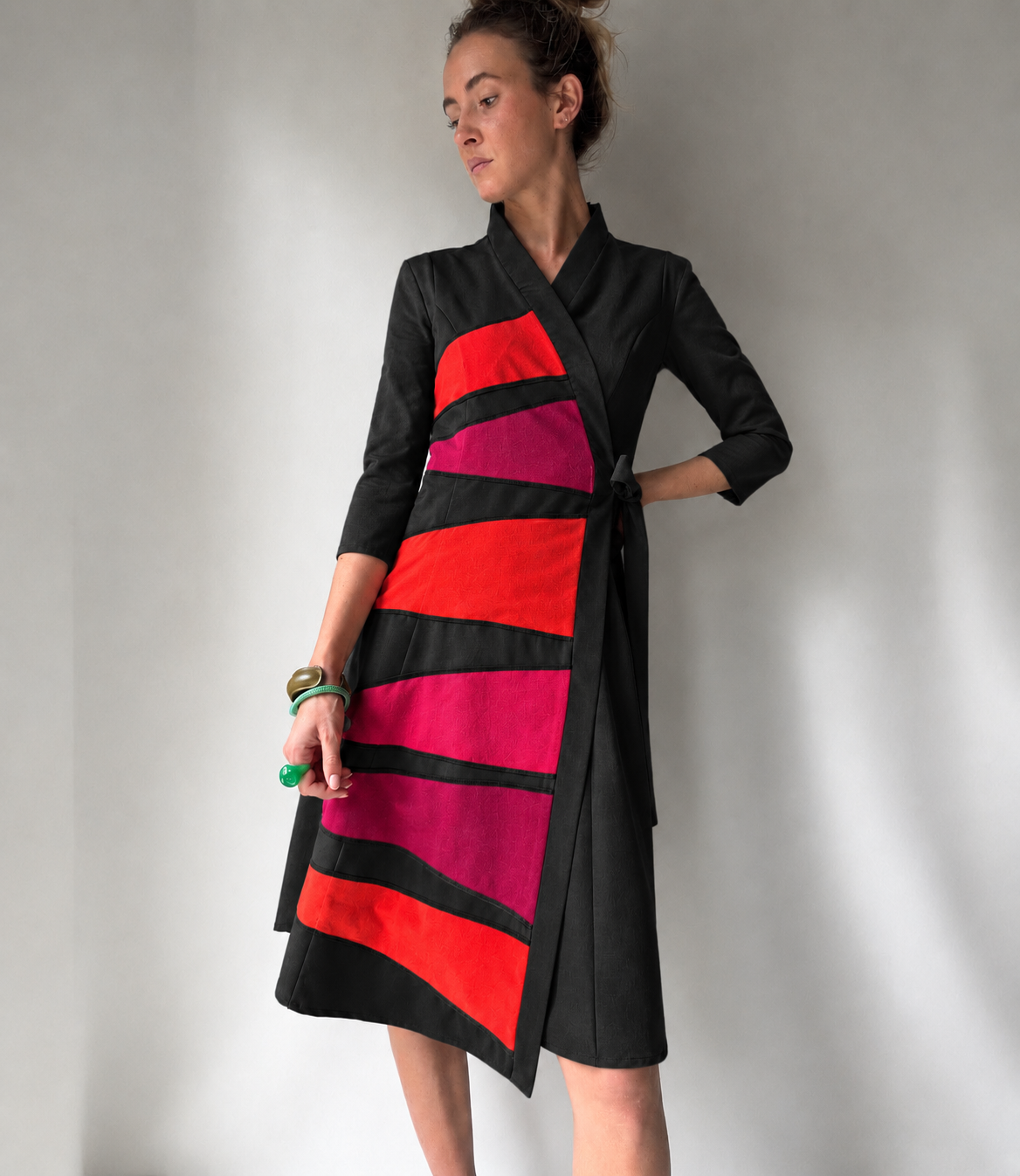 Rainbow Black Wrap dress