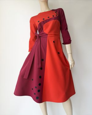 Flare Tangerine and Red dress