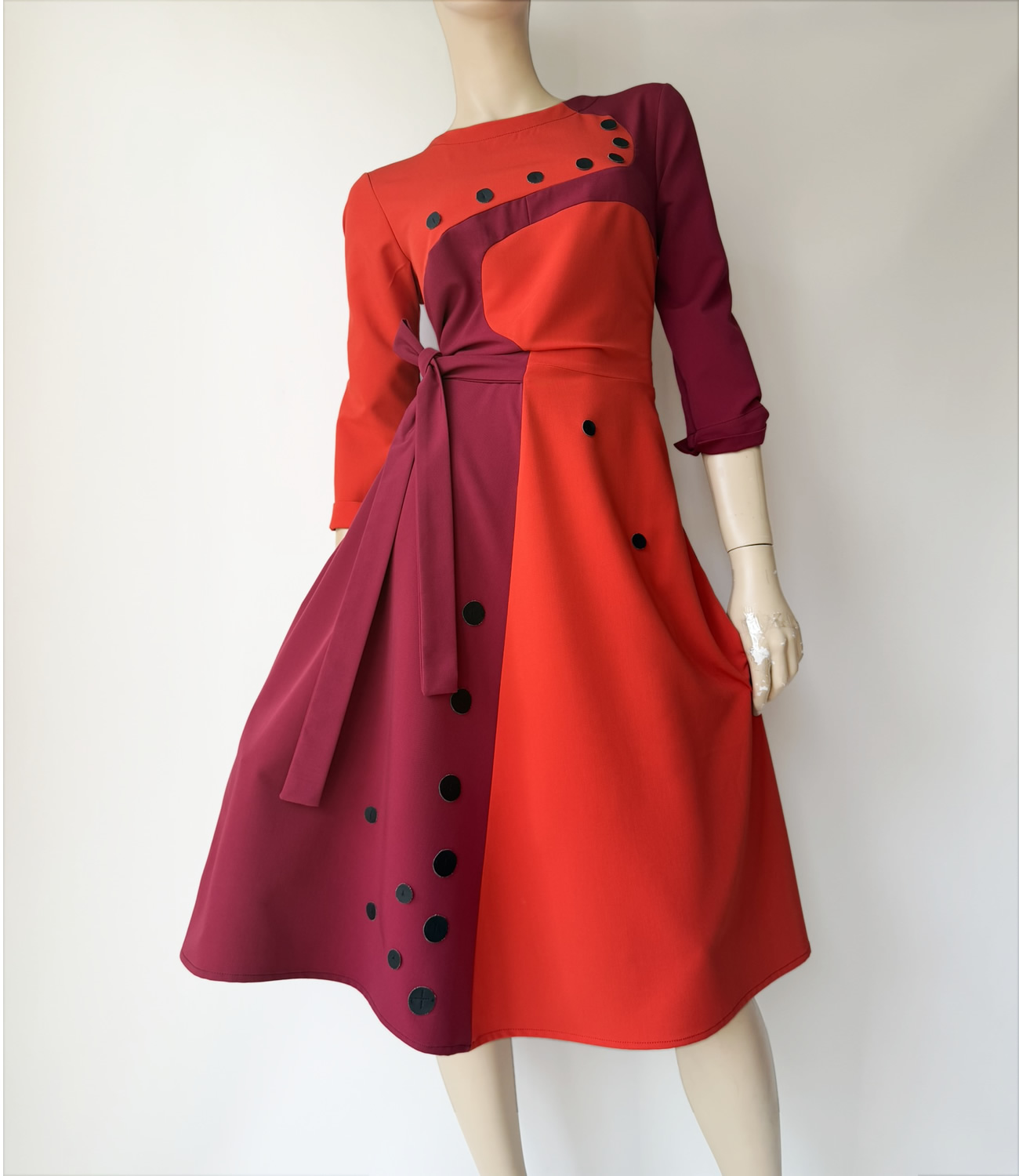 Flare Tangerine and Red dress