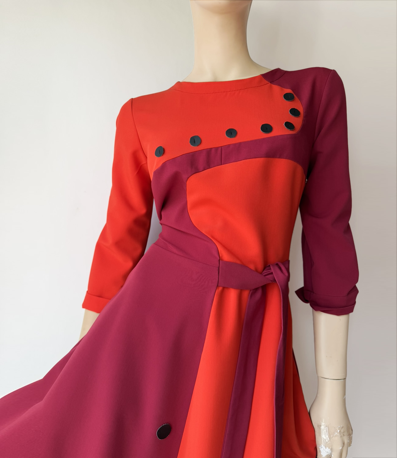 Flare Tangerine and Red dress - Slika 4